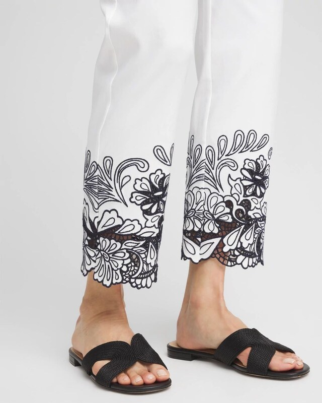 Brigitte Lace Embroidered Cropped Pants - image 4